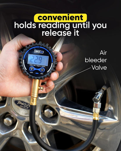 GERCHWAY Digital Tire Pressure Gauge for Cars - Accurate Air Pressure Gauge for Tires with 360° Swivel Chuck - 200 PSI