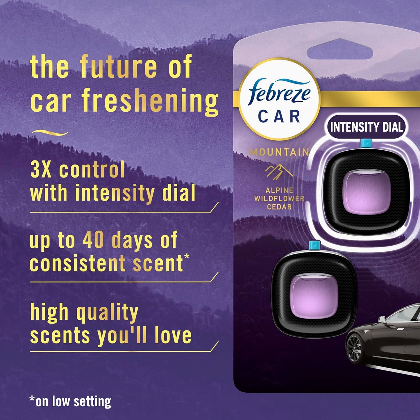 Febreze Car Mountain Scent Air Freshener Vent Clip, .07 oz, 2 Count