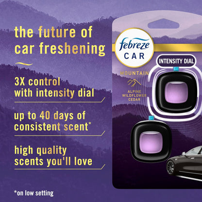 Febreze Car Mountain Scent Air Freshener Vent Clip, .07 oz, 2 Count