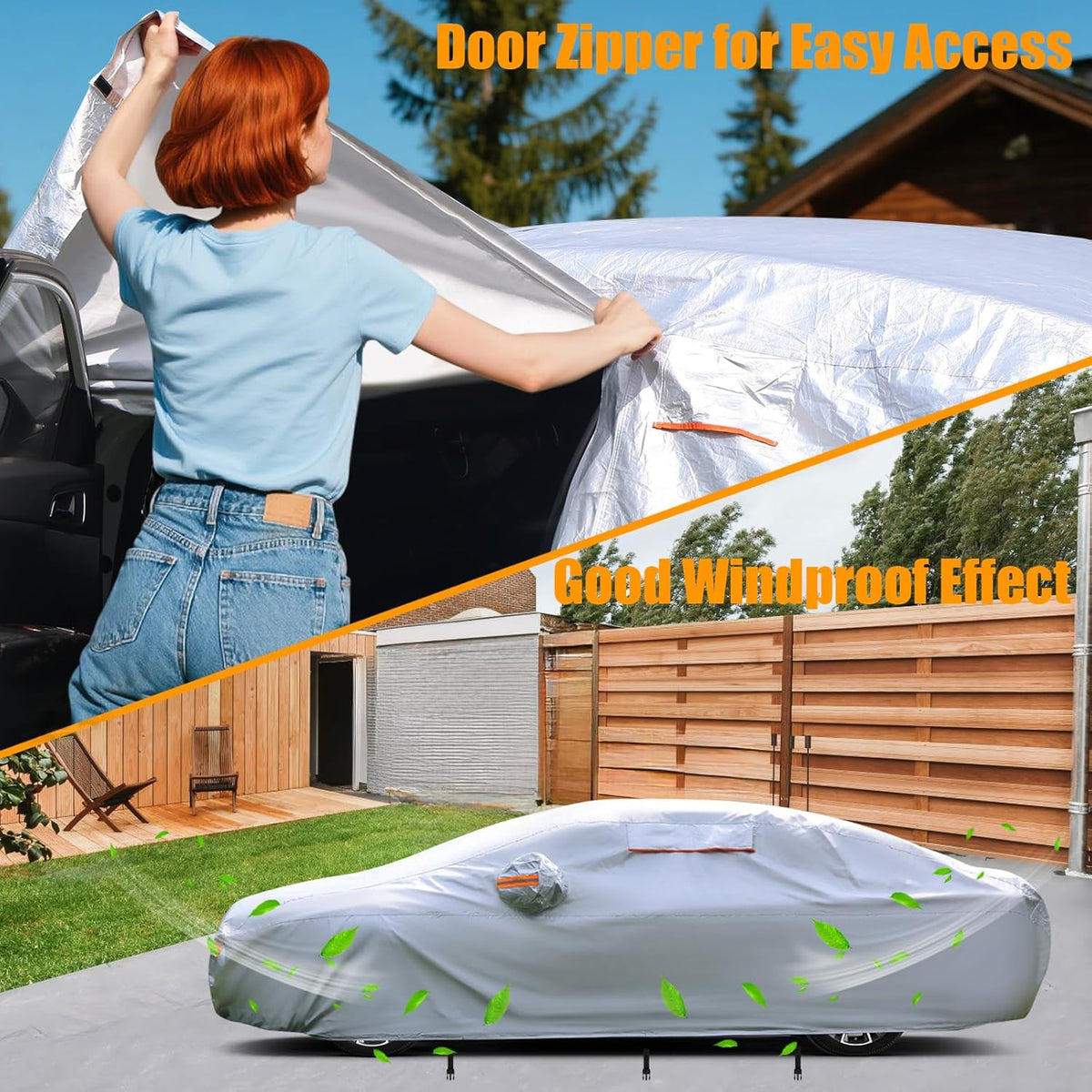 8 Layers Car Cover Waterproof All Weather,Outdoor Car Cover Rain Sun Protection for Car with Zipper Cotton, Universal Exterior Covers Fits for Audi A4 A5,2007-2025 BMW 3 Series(195in*74.8in*59in)