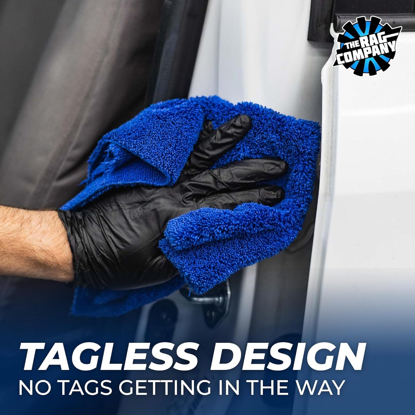 The Rag Company - Creature Edgeless Auto Detailing Towels (10-Pack) Professional 70/30 Blend, Dual-Pile Plush Microfiber, Buffing & Polishing, 420gsm, 16in x 16in, Black