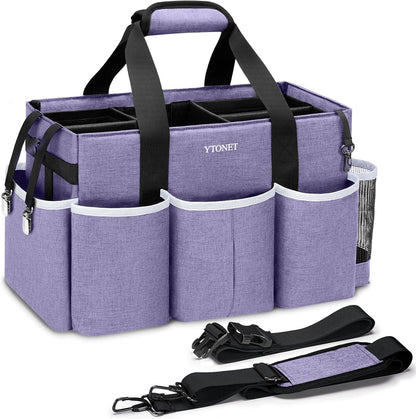 Ytonet Wearable Cleaning Caddy Organizer with Handle & Shoulder Straps, Large Cleaning Bag for Housekeepers, Kitchen Supplies Organizer with Dividers, Under Sink & Car Detailing Bag, Green