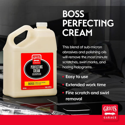 Griot's Garage BOSS Perfecting Cream for Car Polishing and Detailing, Light Polish, Fine Scratch, Swirl Remover for Vehicles, 16oz