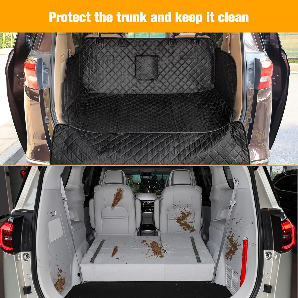 PETICON SUV Cargo Liner for Dogs, Waterproof Trunk Cover for SUVs with Bumper Flap Protector, Scratchproof Durable 600D Oxford Fabric, Non-Slip, Machine Washable