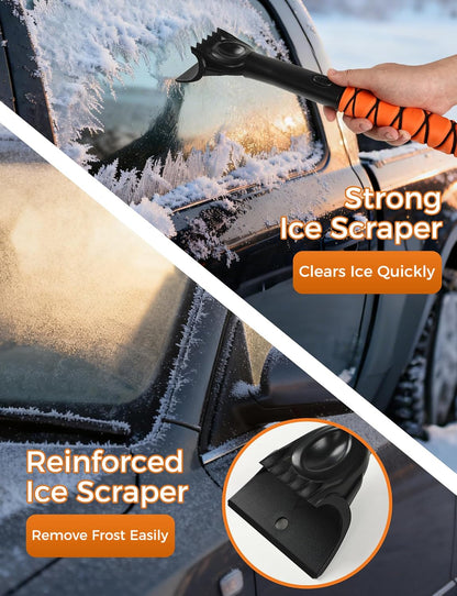 41" Extendable Ice Scrapers for Car Windshield 2-in-1 Snow Brush for Car Snow Scraper for Car Snow Scraper and Drush with Ergonomic Foam Grip for Cars, Trucks, SUVs with 360� Pivoting Brush Head
