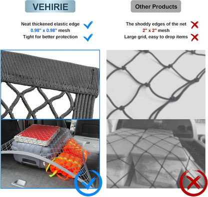Elastic Cargo Net for SUV, Car Trunk Net Organizer with ABS Hook Storage Mesh Cargo Nets 27.5 x 19.6 Inch for Truck Bed Tailgate Netting Accessories Gray