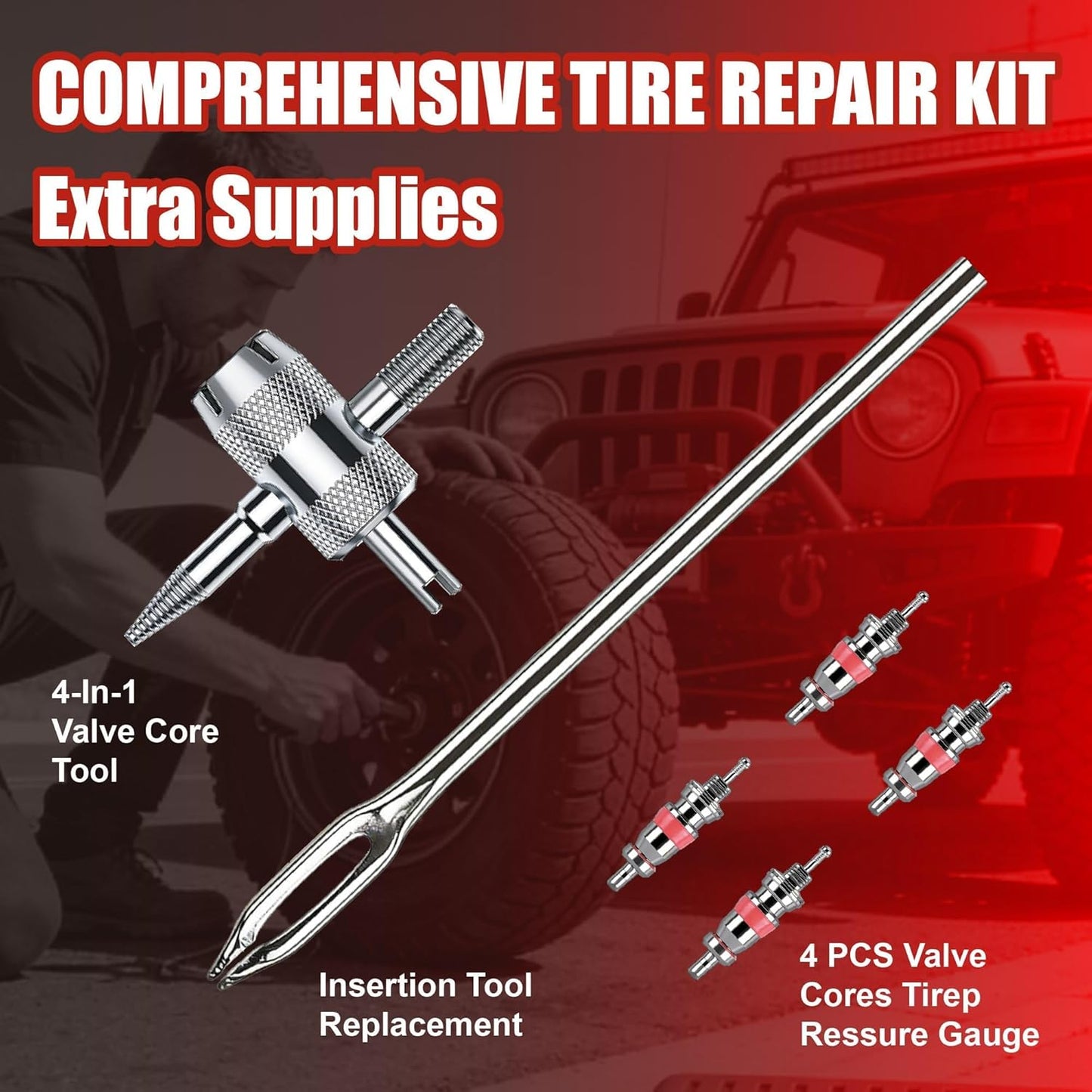 AWELCRAFT 10-Piece Economical Tire Repair Kit – Flat Tire Plug Kit with T-Handle Tools, Storage Case – Fix Punctures Fast, No Tire Removal Needed – Ideal for Car, Truck, Motorcycle, ATV