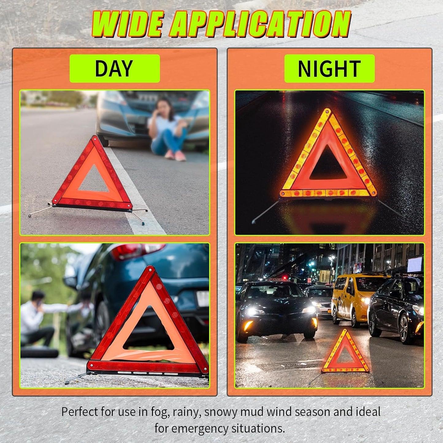 Warning Triangles Safety Triangle Emergency Kit, 5 Pack Foldable Reflective Triangles with Base, Roadside Triangle Kit with Case for Vehicles