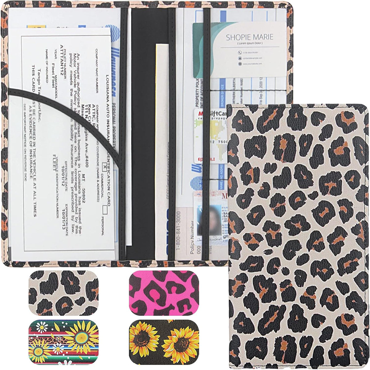 LumiMokki Premium Car Registration & Insurance Card Holder with Magnetic Shut, Vehicle Glove Box Car Organizer - For Documents, Cards, License (Black)