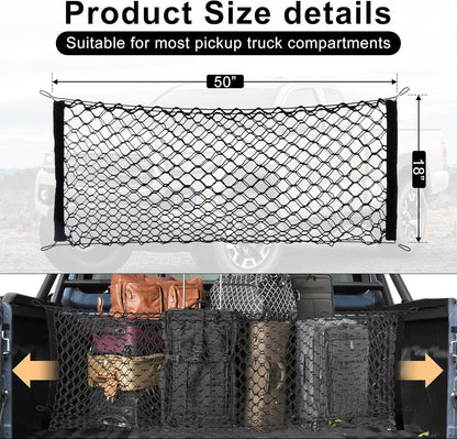 Amiss Cargo Net Stretchable, Car Exterior Accessories, Adjustable Elastic Trunk Storage Net with Hook for SUVs, Cars and Trucks (35.4x15.8 Inch)