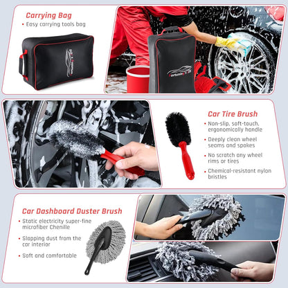 34PCS Car Detailing Brush Set, Car Detailing Kit, Car Detailing Brushes, Car Cleaning Kit, Car Windshield Cleaning Tool, Professional Car Care kit - Car Wash Brush kit for Interior Exterior Wheels