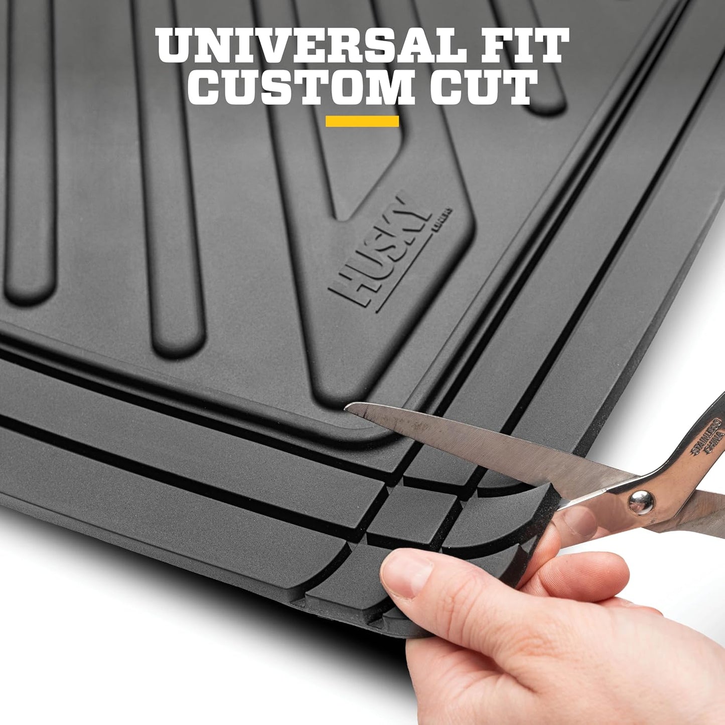Husky Liners Uni-Fit | Universal Automotive Floor Mats | All Weather Protection for Cars, Trucks, Vans, SUV's | Easy Trim-to-Fit, Black, 4 pcs. - 51509