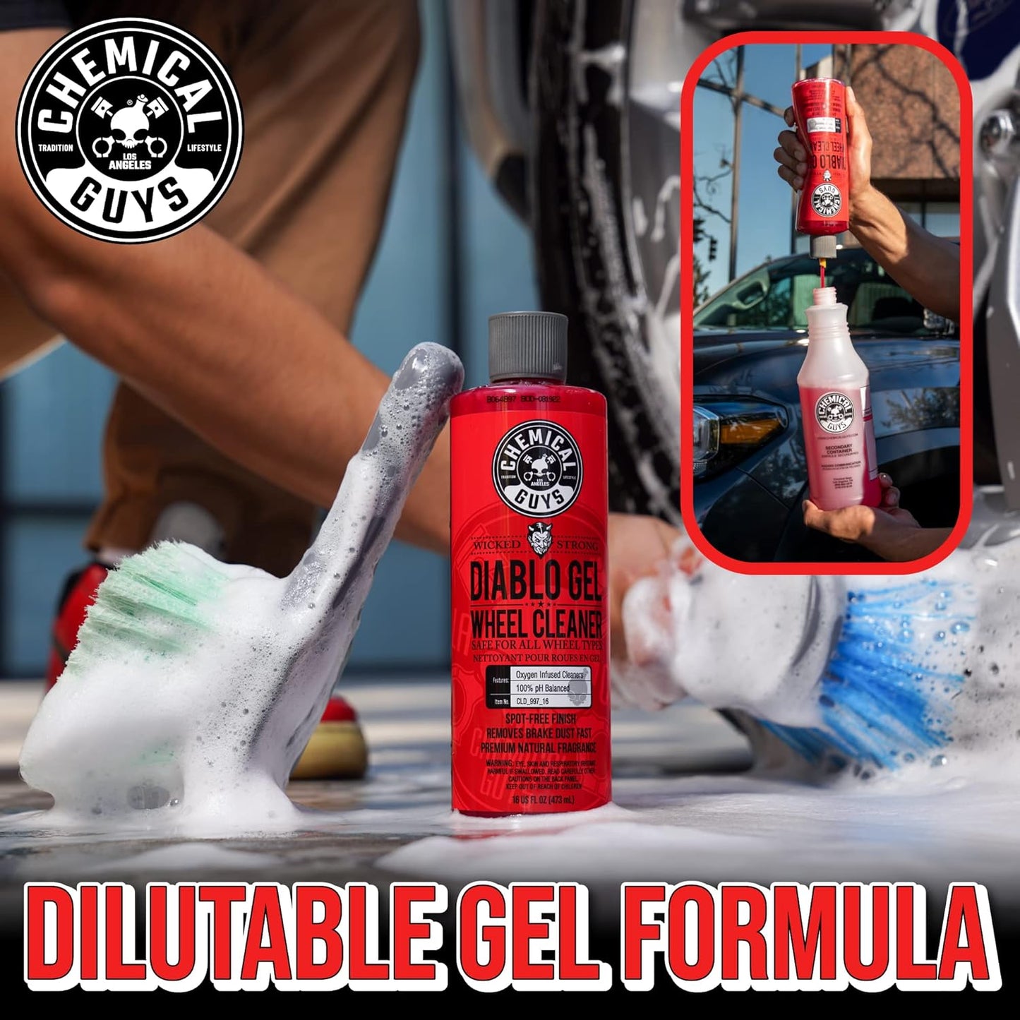 Chemical Guys Diablo Wheel Cleaner Spray - 2 Pack 16 oz Bottles, Safe on All Wheel & Rim Finishes, Sprayable Formula Removes Brake Dust, Dirt & Grime, Car Care for Trucks, SUVs, Motorcycles & RVs