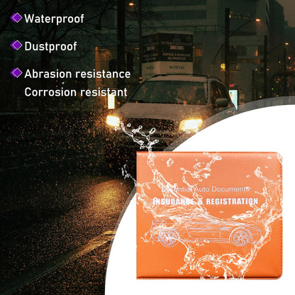 4 PCS Car Registration and Insurance Holder, Vehicle Glove Box Organizers with Closure for License Document, Auto Essential Paperwork Wallet Case Holder, Car Accessories (Black, Car Logo)