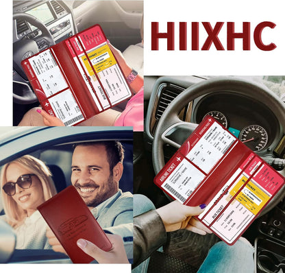 Car Registration and Insurance Card Holder - Leather Vehicle Glove Box Automobile Documents Paperwork Wallet Case Organizer for ID, Driver's License, Key, Cards - Car Accessories for Women&Men