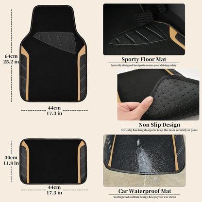 CAR PASS Air Mesh Leather Car Seat Covers Full Set, Waterproof Car Floor Mats, Sporty Steering Wheel Cover 14.5-15in, Universal Fits for 95% Cars Truck SUV (Black and Blue)