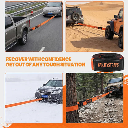 45,000 lb Recovery Tow Strap Kit with 3/4" Shackles（2pcs） - 4" x20' Heavy Duty Snatch Strap for Off-Road Truck & Jeep Recovery, Includes Storage Bag for SUV & 4x4 Vehicle Emergency