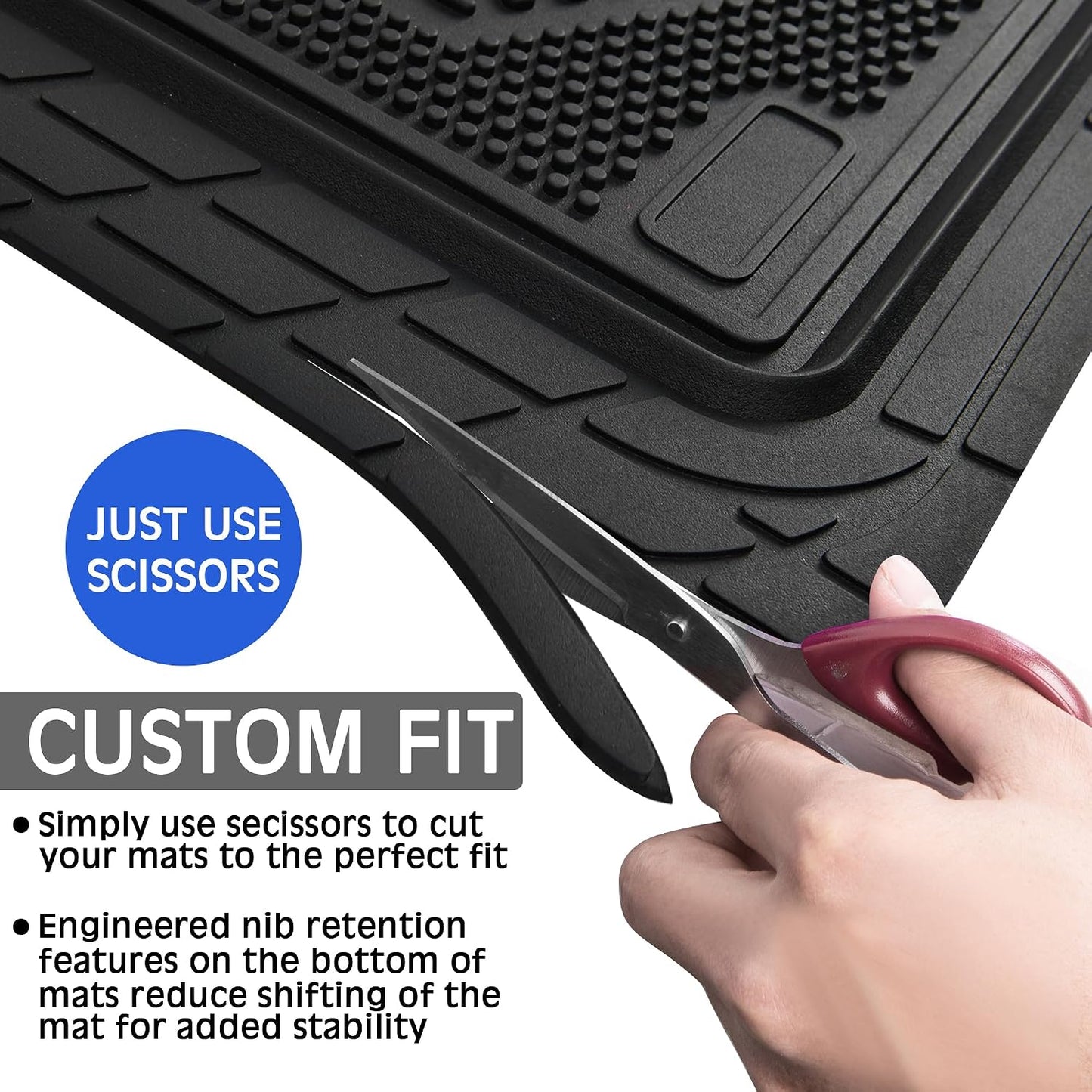 CAR PASS Heavy Duty Rubber Floor Mats 4-Piece,Pink Car Mats Full Sets Anti-Slip,Waterproof Universal Trim-to-Fit for Car SUV Truck, Durable All Weather Automotive Car Mats for Women,Girly(All Pink)