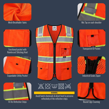 JKSafety Safety Vest for Men Women Hi Vis Relfective Vest with Pockets High Visibility Meet ANSI Standard