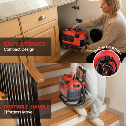 Shop-Vac Portable Carpet Cleaner Machine, Upholstery Cleaner with Steam & Heating System, 3 Modes Deep Stain Removal with Self-Cleaning Tool, for Car, Furniture, Stairs and Fabric Cleaning, 5430225