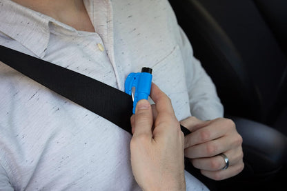resqme The Original Emergency Keychain Car Escape Tool, 2-in-1 Seatbelt Cutter and Window Breaker, Made in USA, Yellow - Compact Emergency Hammer