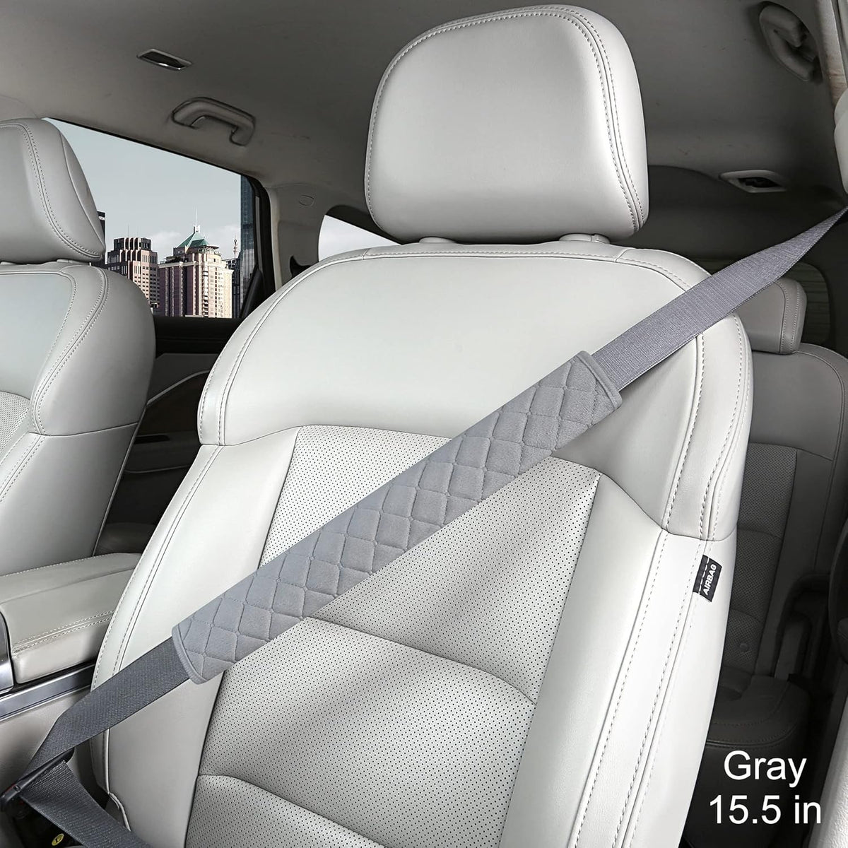 HighnessHwoo Extra Long Seatbelt Covers for Adults Kids Women & Men, Soft Car Seat Belt Strap Cushion for Sedan, SUV, Trucks, Shoulder Neck Chest Protector Pads, Auto Accessories, 1pc, Gray, 25.5in