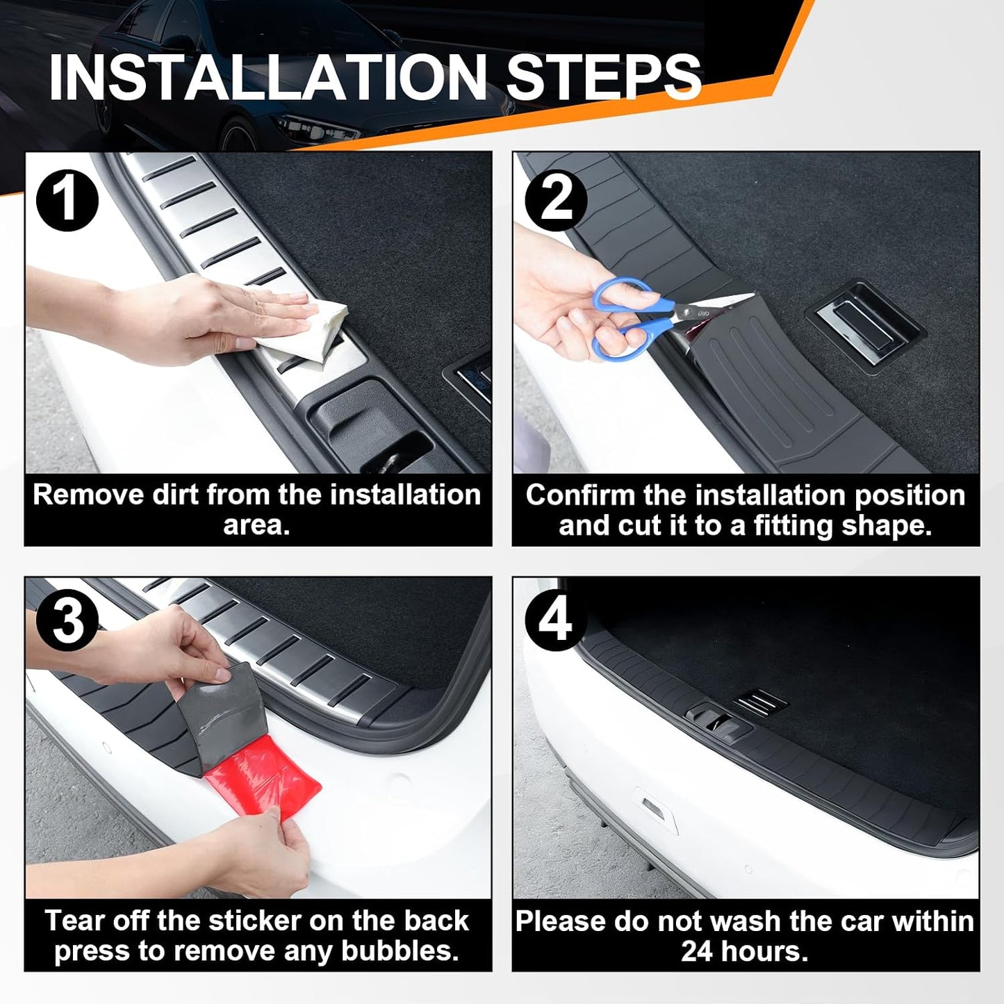 SINGARO Car Rear Bumper Protector, 42inch x3.4inch Car/SUV Universal Rubber Anti-Scratch Trunk Exterior Accessories