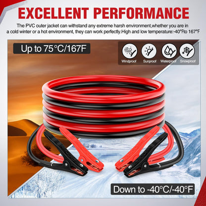Nilight Jumper Cables for Car Battery 8 Gauge 12 FT Booster Cable Heavy Duty 250 A CCA with Carrying Bag Jump Start Emergency Kit Pickup Vans SUV Sedan Motorcycle