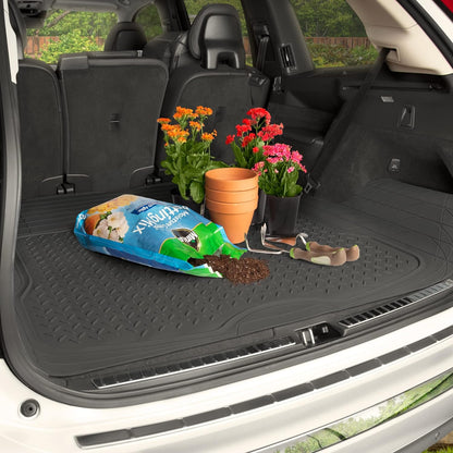 BDK Trim-to-Fit Heavy Duty Cargo Mat - Universal Rubber Trunk Liner for Car, SUV, Van & Truck - Waterproof, Non-Slip, All-Weather Protection, Durable Cargo Floor Mat - 54" x 43.5" x 0.25" - Black