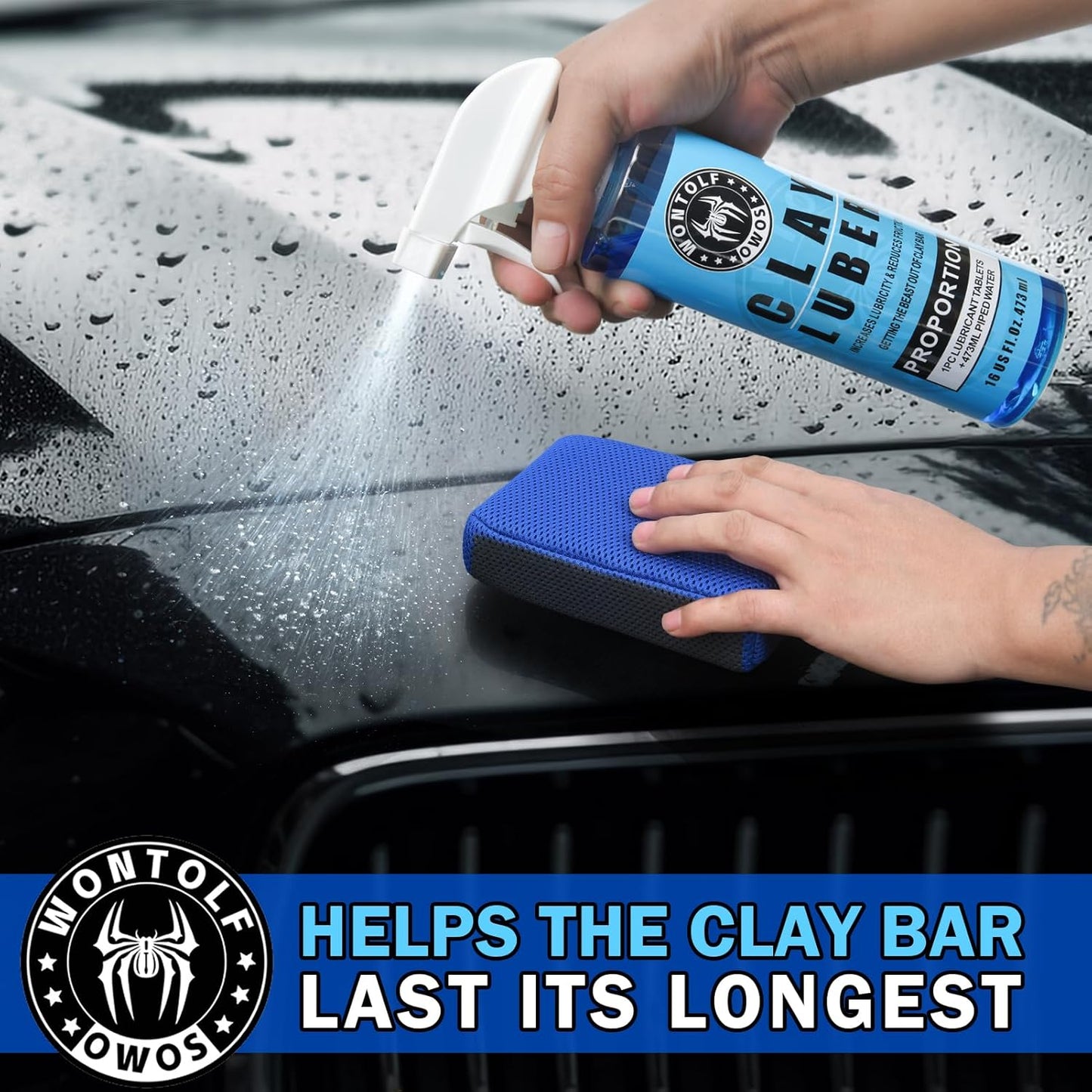 2 Pack 2 in 1 Clay Scrubber Car Clay Bar Auto Detailing Kit, Car Clay Wash Sponge, Premium Grade Magic Clay Mitt Towel, Easily Cleans Paint Contaminants, Debris, and Road Grime Light Overspray