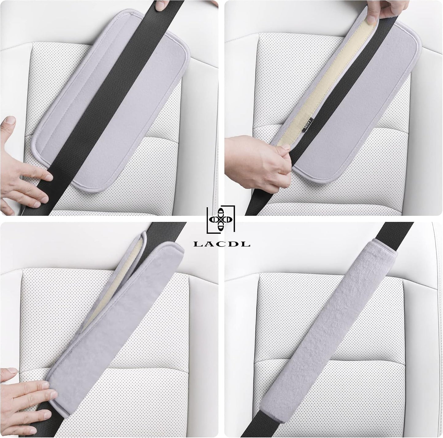 LACDL Extra Long Seatbelt Cover Super Soft Furry for Adults Kids Women & Men, Thick Plush Full Car Seat Belt Strap Cushion, Fluffy Shoulder Pad Protector, Auto Interior Accessories, 1pc, Black, 15.5in