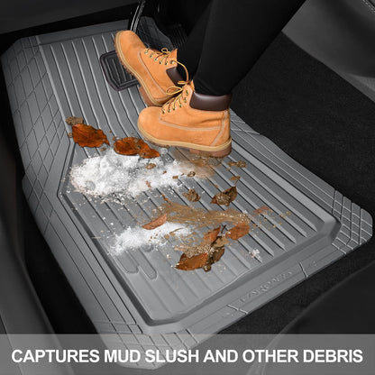 CAR PASS Heavy Duty Rubber Floor Mats for Car, Waterproof Liner Deep Dish Car Mats Full Sets, Universal Trim to Fit for SUV Truck Sedans Vans, All Weather Automotive Floor Mats 3pcs, Solid Black