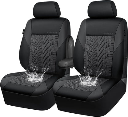 CAR PASS Car Seat Covers Full Sets, Front & Split Rear Bench for Car, 3D Tyre Embossed Automotive Interior Covers, Airbag Compatible, Quick Setup Universal Fit Seat Covers for Car, SUV(Charcoal)