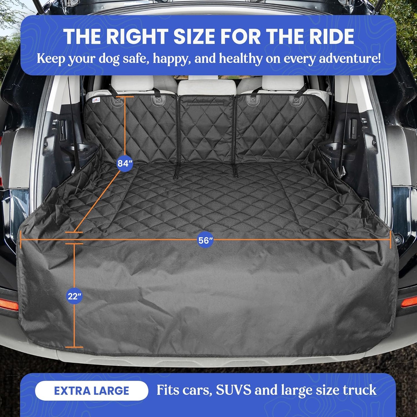 4Knines Split Cargo Liner for SUV – For Dogs & Pets, Heavy-Duty, Waterproof Trunk Mat & Cargo Cover – Fits 60/40 Split Bench & Armrest Pass-Through – Machine Washable, Non-Slip, Durable (Large, Black)