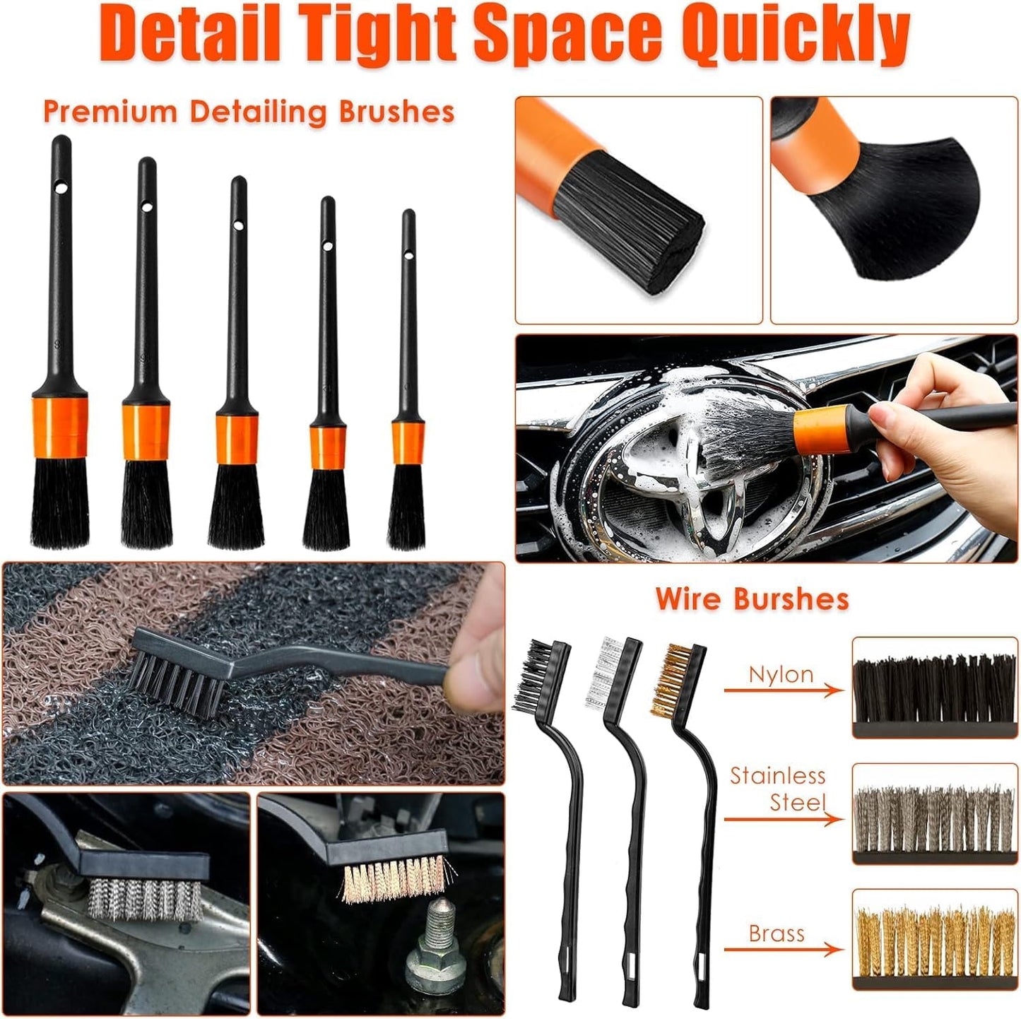 17pcs Car Cleaning Kit, Pink Car Interior Detailing Kit with High Power Handheld Vacuum, Detailing Brush Set, Windshield Cleaner, Cleaning Gel, Complete Auto Accessories for Women Gift
