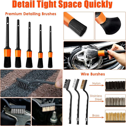 17pcs Car Cleaning Kit, Pink Car Interior Detailing Kit with High Power Handheld Vacuum, Detailing Brush Set, Windshield Cleaner, Cleaning Gel, Complete Auto Accessories for Women Gift