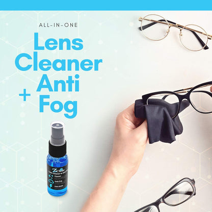 Z Clear 6oz Lens Cleaner Spray for Glasses + Microfiber Cloth | Cleans So Deep Lenses Stay Fog-Free 1-3 Days | Eyeglasses, Goggles, Mirrors, Windshields | Anti-Static, Streak-Free | USA