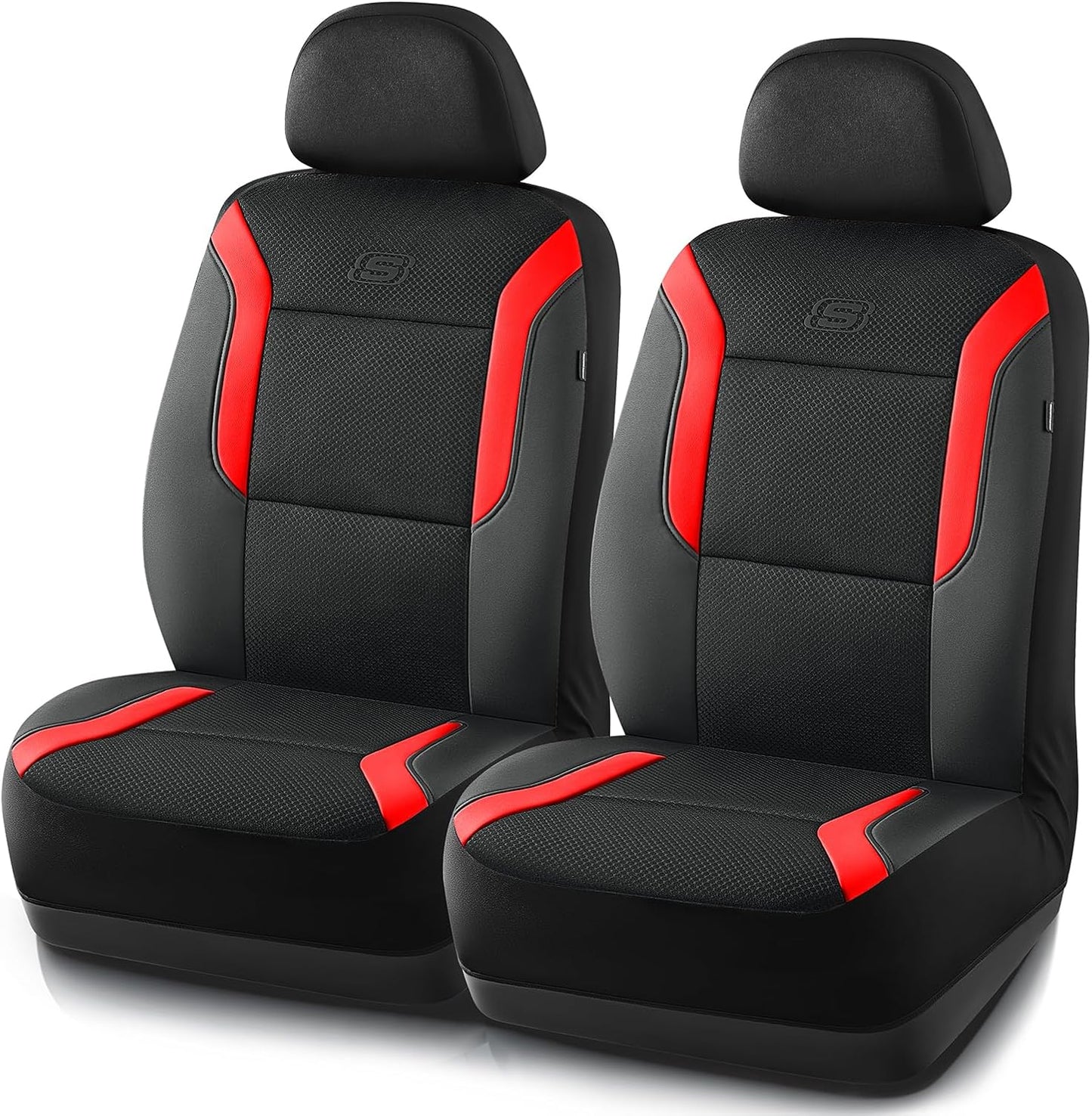 Skechers Memory Foam Seat Covers, Air Cool Mesh Thick Car Seat Covers, Car Seat Covers Front Seats Airbag Compatible, Universal Automotive Comfort for Most Cars, Vans, Trucks, SUV,Black