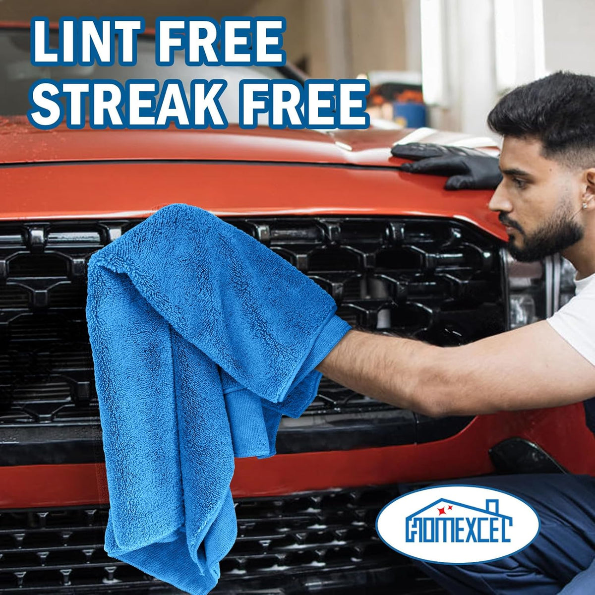 HOMEXCEL Professional Large Microfiber Car Drying Towels 2 Pack, Lint Free, Scratch Free, Highly Absorbent Drying Towel for Cars, SUVs, RVs, Trucks, and Boats,31" x 24",Grey