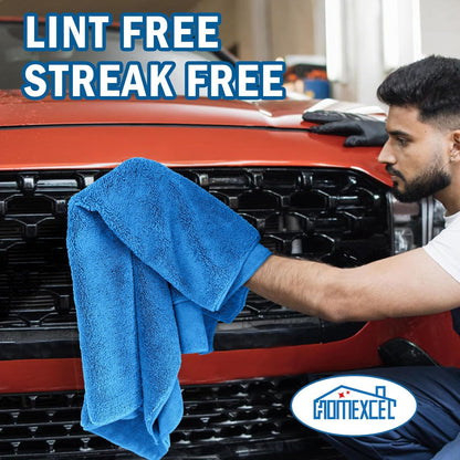 HOMEXCEL Professional Large Microfiber Car Drying Towels 2 Pack, Lint Free, Scratch Free, Highly Absorbent Drying Towel for Cars, SUVs, RVs, Trucks, and Boats,31" x 24",Grey