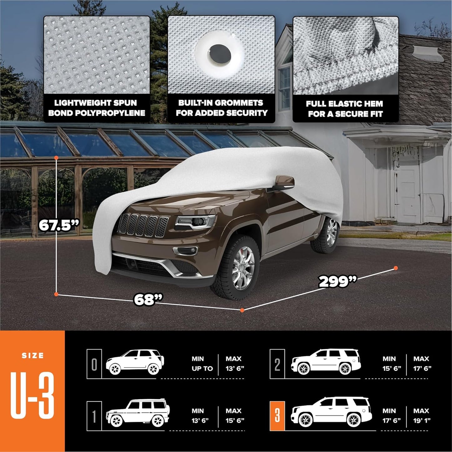 Budge Lite Car Cover, Indoor Protection, Breathable Dustproof Cover, Fits Mid-Size Sedans up to 200 Inches, Gray, Size 3