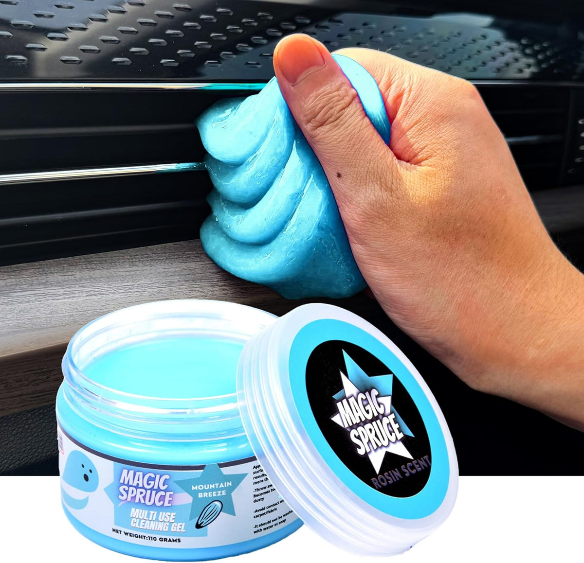 MAGIC SPRUCE Car Cleaning Gel, Reusable Auto Detailing Putty for Interior Dashboard Vents, Non-Toxic Dust Remover for Car Keys Keyboard PC Laptop, Scented Cleaning Products,Stocking Stuffers for men