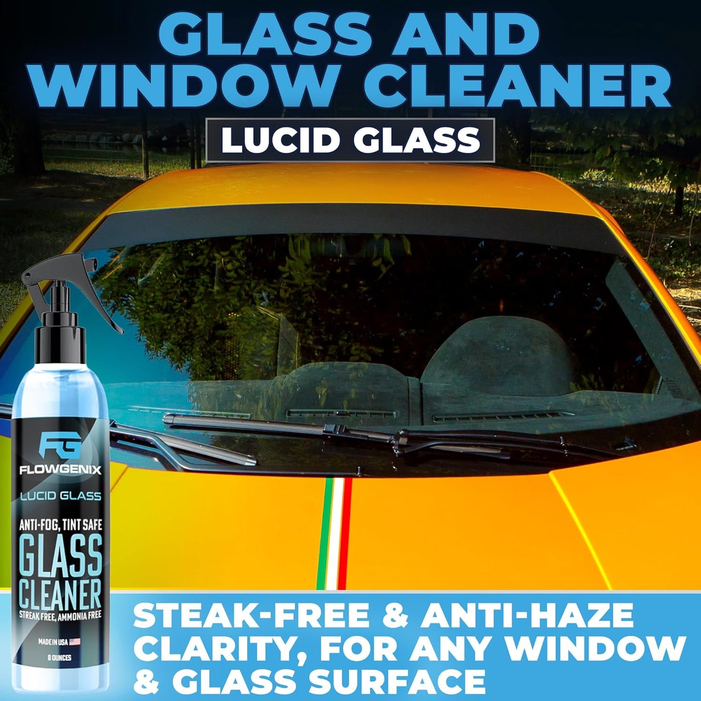 Flowgenix™ Waterless Car Wash Spray - Grand Finale - Motorcycle Cleaner & Car Wax Polish (8 oz) - Ceramic Coating - Incl. 2 Microfiber Towels - Quick Detailer Spray to Make Your Vehicle Shine