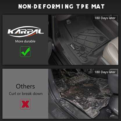 KARPAL Floor Mats for 2007-2013 Chevy Silverado & GMC Sierra 1500 Crew Cab / 2007-2014 2500/3500 HD(Footwell Coverage), All-Weather TPE Custom Fit Floor Liners Car Accessories