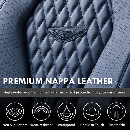 Coverado Seat Covers, Car Seat Covers Full Set, Black Car Seat Cover, Car Seat Covers Front Seats Back Seat Cover, Waterproof Car Seat Cushion, Leather Seat Covers Seat Protector Fit for Most Cars