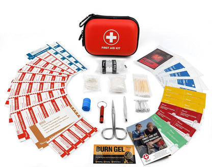 Mini First Aid Kit, 100 Pieces Water-Resistant Hard Shell Small Case - Perfect for Travel, Outdoor, Home, Office, Camping, Hiking, Car (Black)