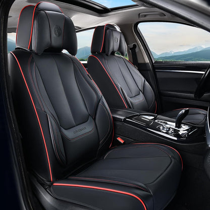 Coverado Seat Covers Full Set, Black Seat Covers for Cars 5 Seats, Car Seat Protector, Waterproof Nappa Leather Car Seat Cushion, Front and Rear Car Seat Cover Fit for Most Sedans SUV Pick-up Truck - Colors A