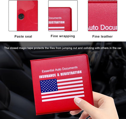 Yourkar 4PCS Car Registration Insurance Holder, Vehicle Glove Box Car Organizer with Magic Tape Closure, Driver License Keeper for Cars, Car Accessories (Big Car, Blue