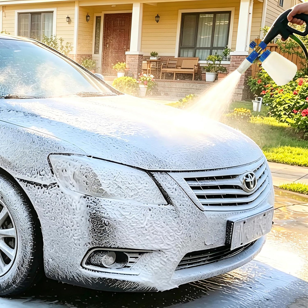 ESP Foam Cannon Snow Foam Lance Pressure Power Jet Washer Quick Release Adjustable Nozzle with 1 Liter Bottle Washing Mitts 1 Towel