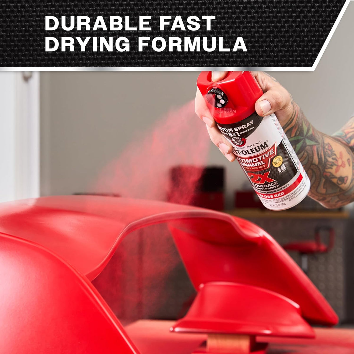 Rust-Oleum 2X Automotive Enamel Custom Spray 5-in-1 Spray Paint, 12 oz, Gloss Clear